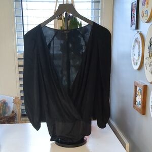 BCBGMaxAzria Black Sheer Blouse
